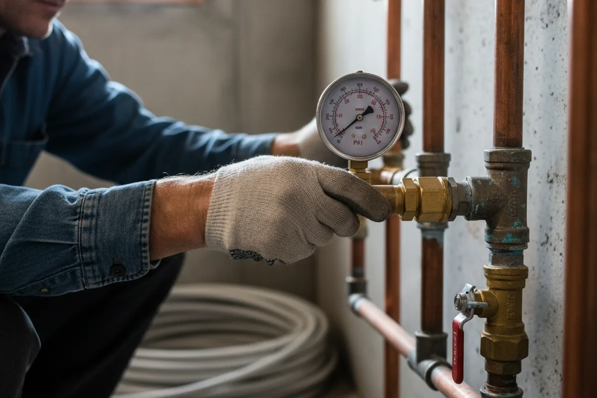 Pressure testing a repaired line during Water Line Repair in Smilax